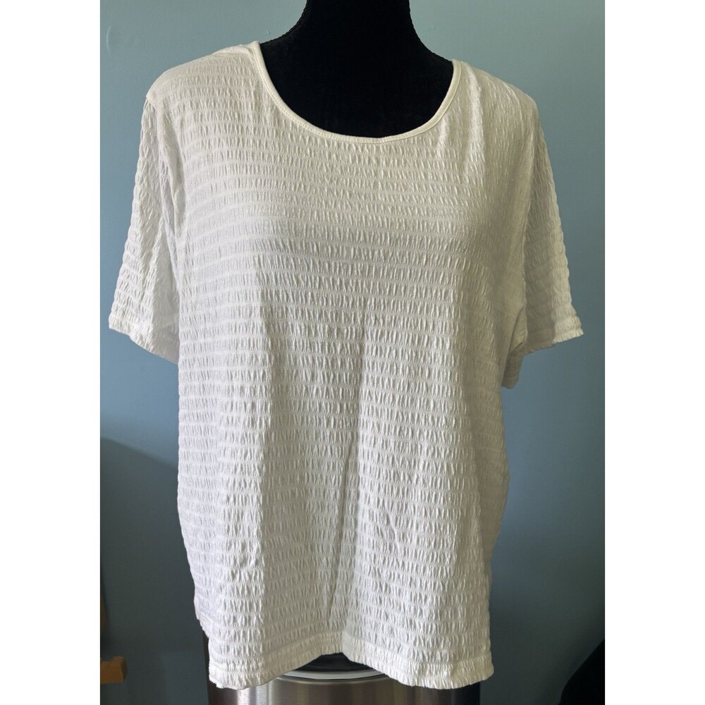 BonWorth White Short Sleeve Textured Top (Women’s MP) Southern Country Shirt